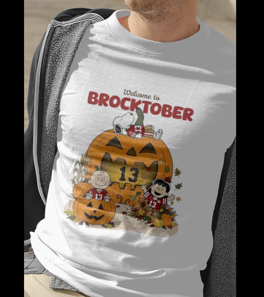 Brock Purdy San Francisco 49ers Welcome To Brocktober Peanuts Halloween Pumpkin Snoopy Charlie Brown T-Shirt