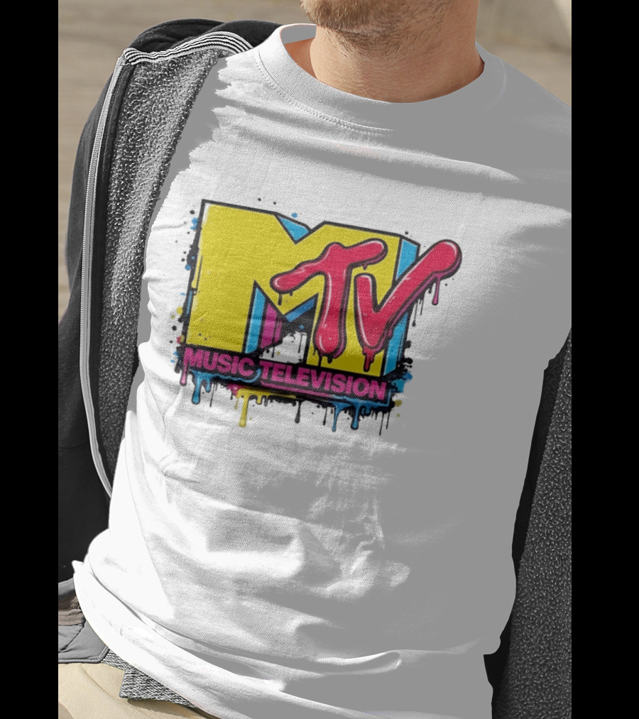 MTV Music Television 90s Nostalgia Bold Neon Drip T-Shirt