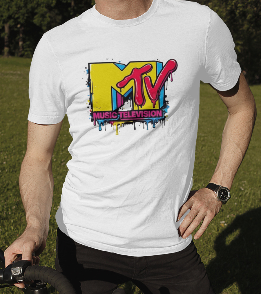 MTV Music Television 90s Nostalgia Bold Neon Drip T-Shirt