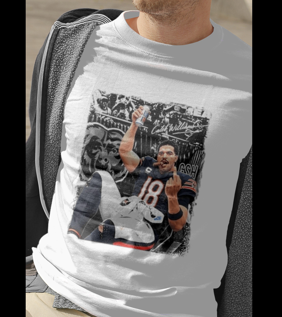 Caleb Williams Chicago Bears Drinking Beer And Smoking Cigar Iconic Gesture T-Shirt