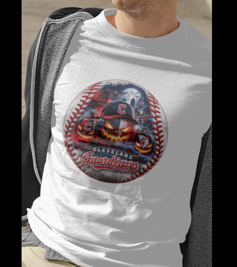Cleveland Guardians Halloween Jack O' Lantern Spooky Baseball T-Shirt