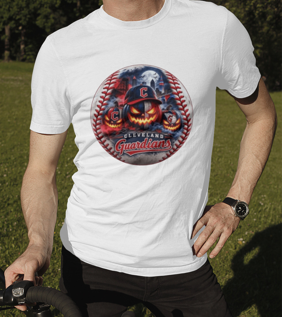 Cleveland Guardians Halloween Jack O' Lantern Spooky Baseball T-Shirt