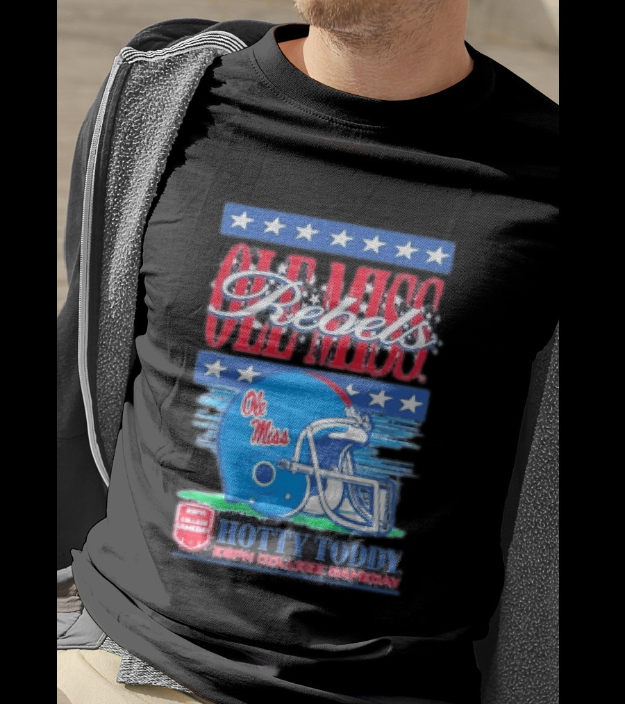 Ole Miss Rebels Hotty Toddy ESPN College Gameday Football Helmet Stars T-Shirt