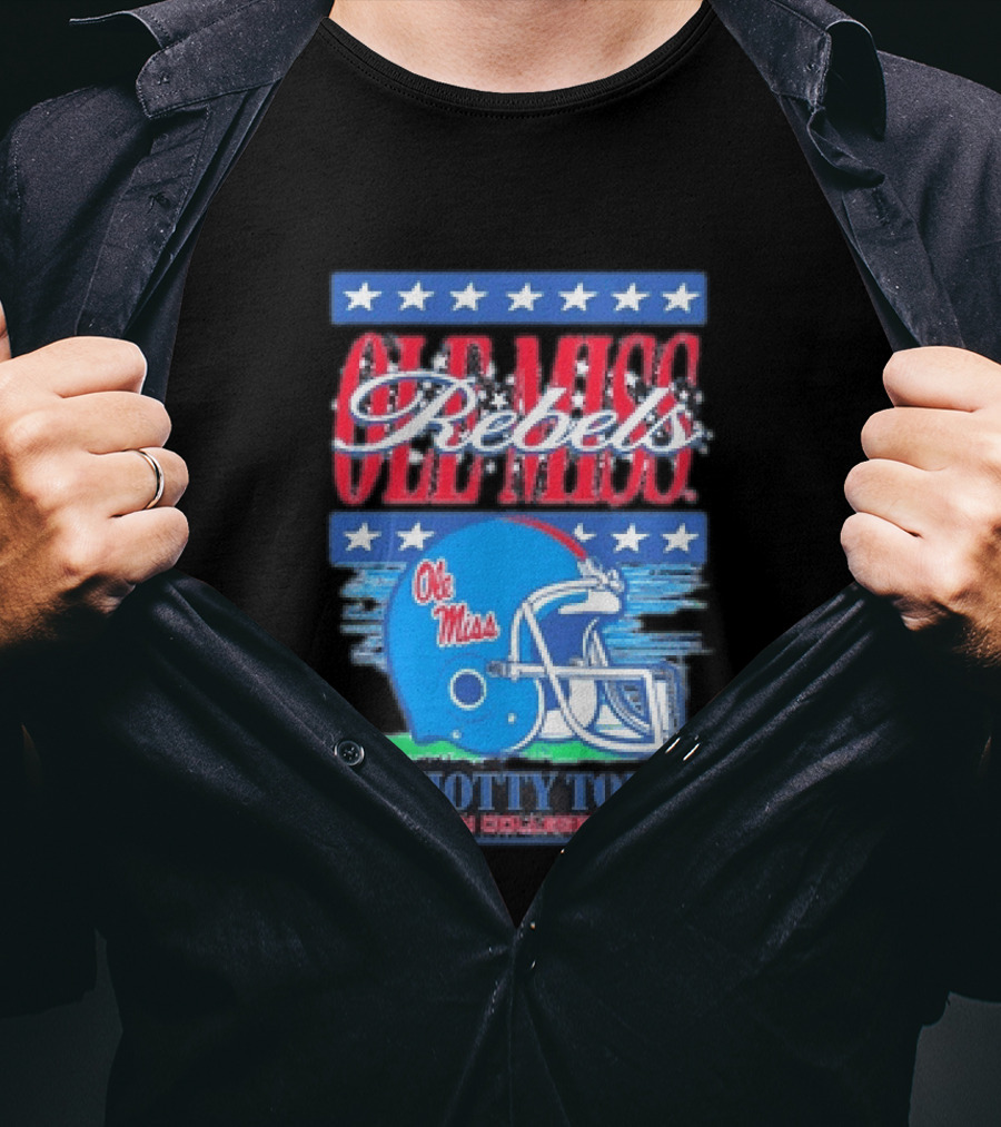 Ole Miss Rebels Hotty Toddy ESPN College Gameday Football Helmet Stars T-Shirt
