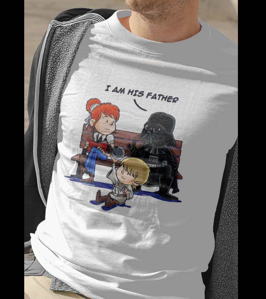 Darth Vader And Luke Skywalker I Am His Father Comic Style Bench Scene T-Shirt