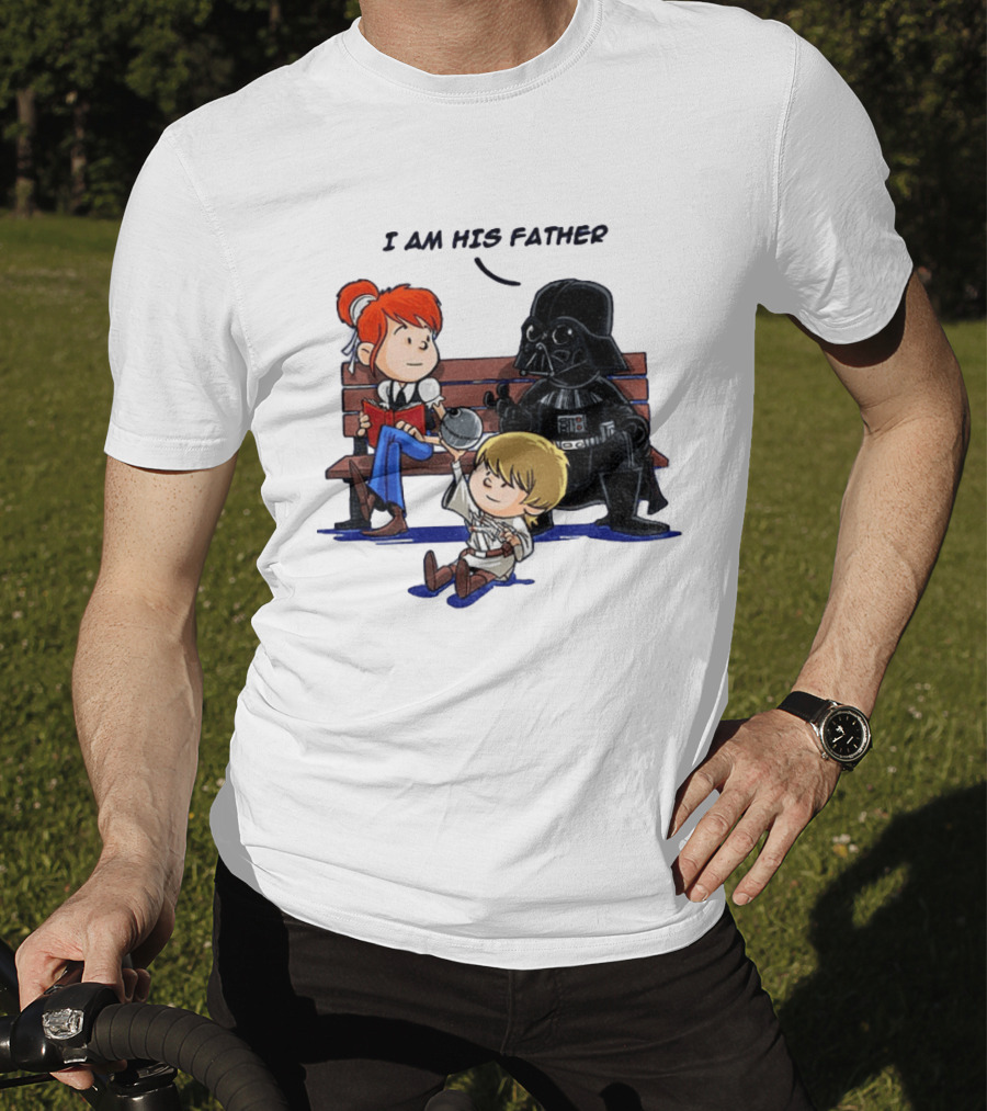 Darth Vader And Luke Skywalker I Am His Father Comic Style Bench Scene T-Shirt
