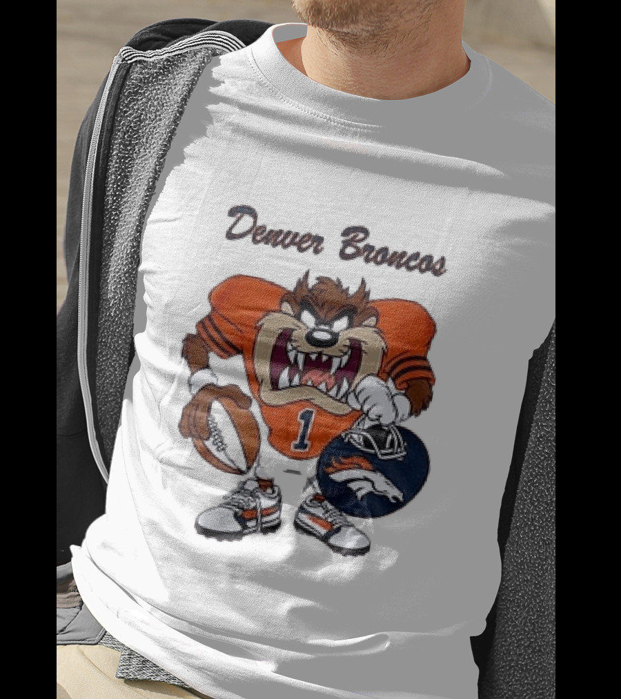 Denver Broncos Taz Looney Tunes Football Number 1 T-Shirt