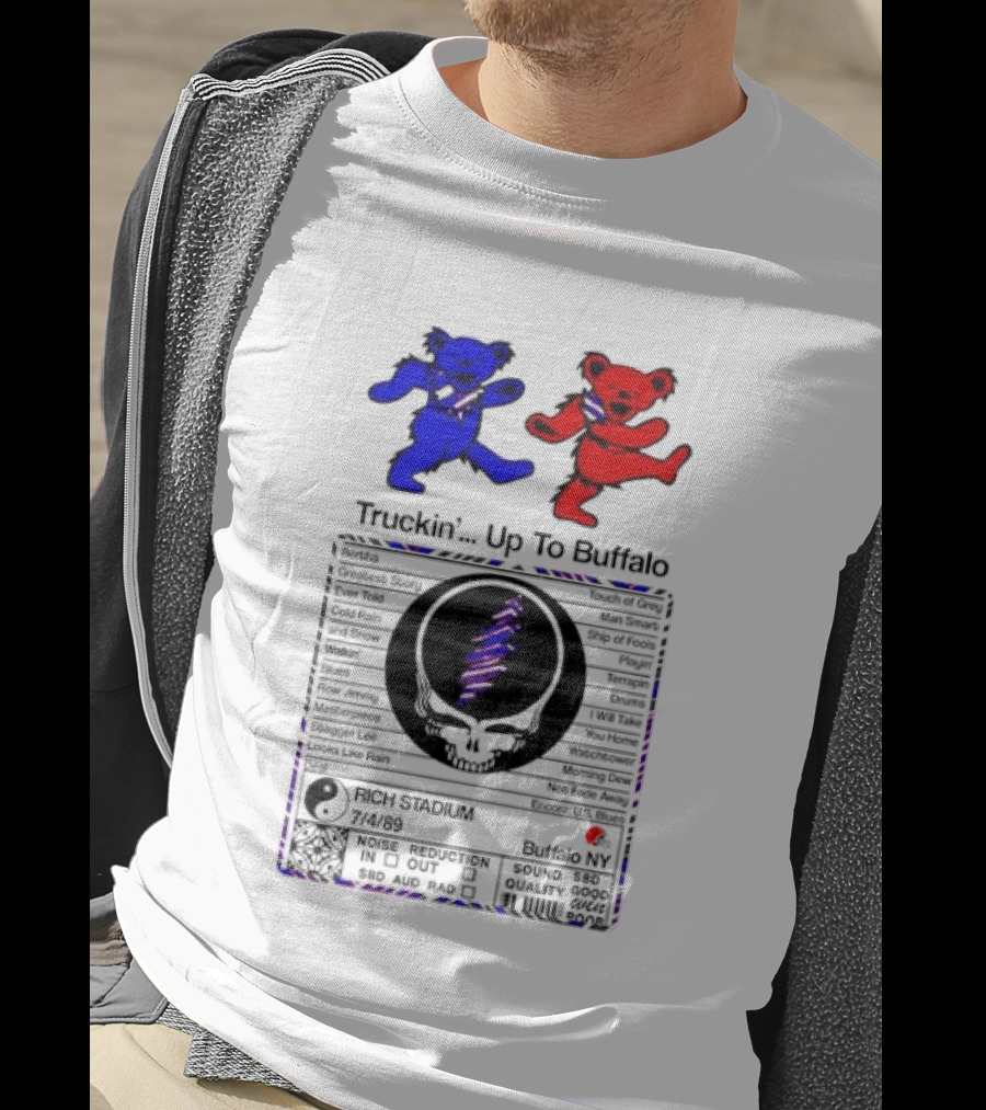 Grateful Dead Dancing Bears Truckin Up To Buffalo Nutrition Label T-Shirt