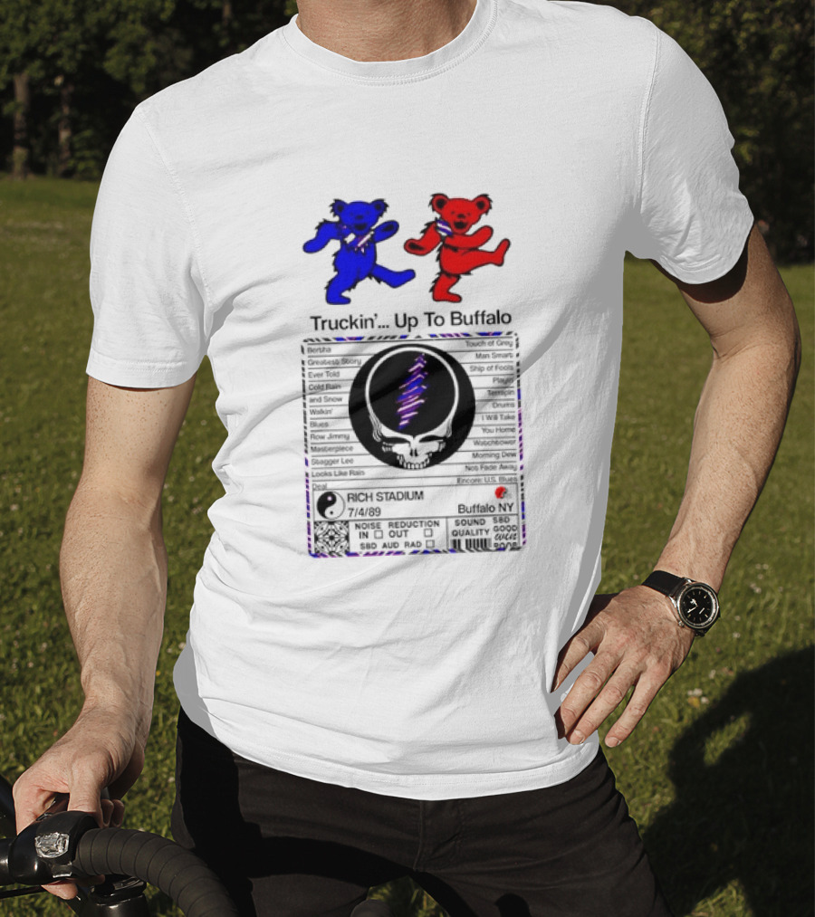 Grateful Dead Dancing Bears Truckin Up To Buffalo Nutrition Label T-Shirt