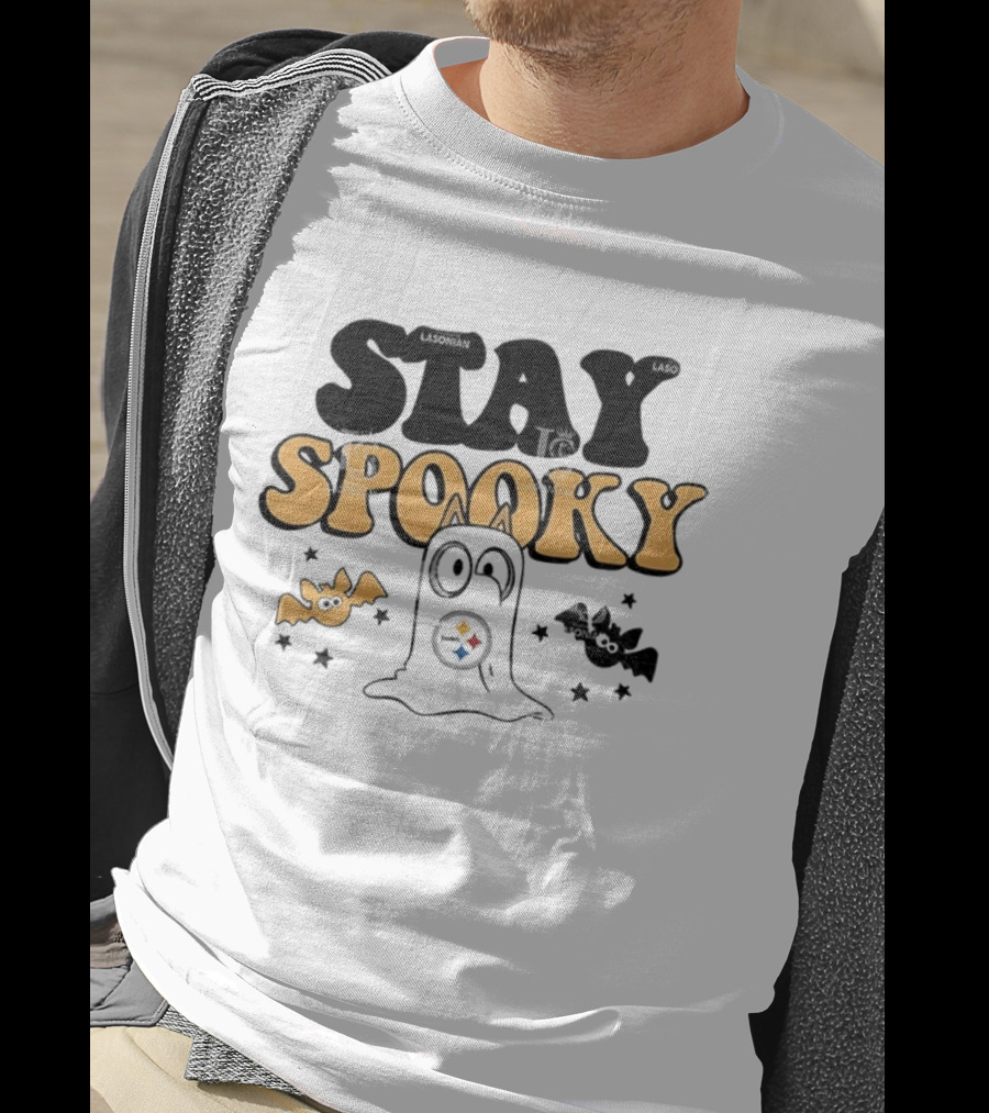 Pittsburgh Steelers Bluey Halloween Stay Spooky Ghost And Bats T-Shirt