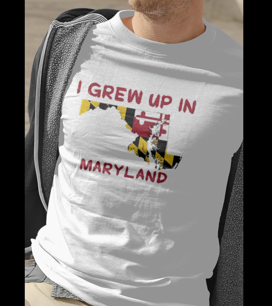I Grew Up In Maryland State Map Flag T-Shirt