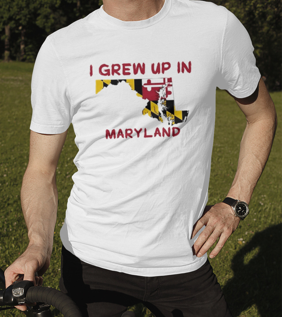 I Grew Up In Maryland State Map Flag T-Shirt