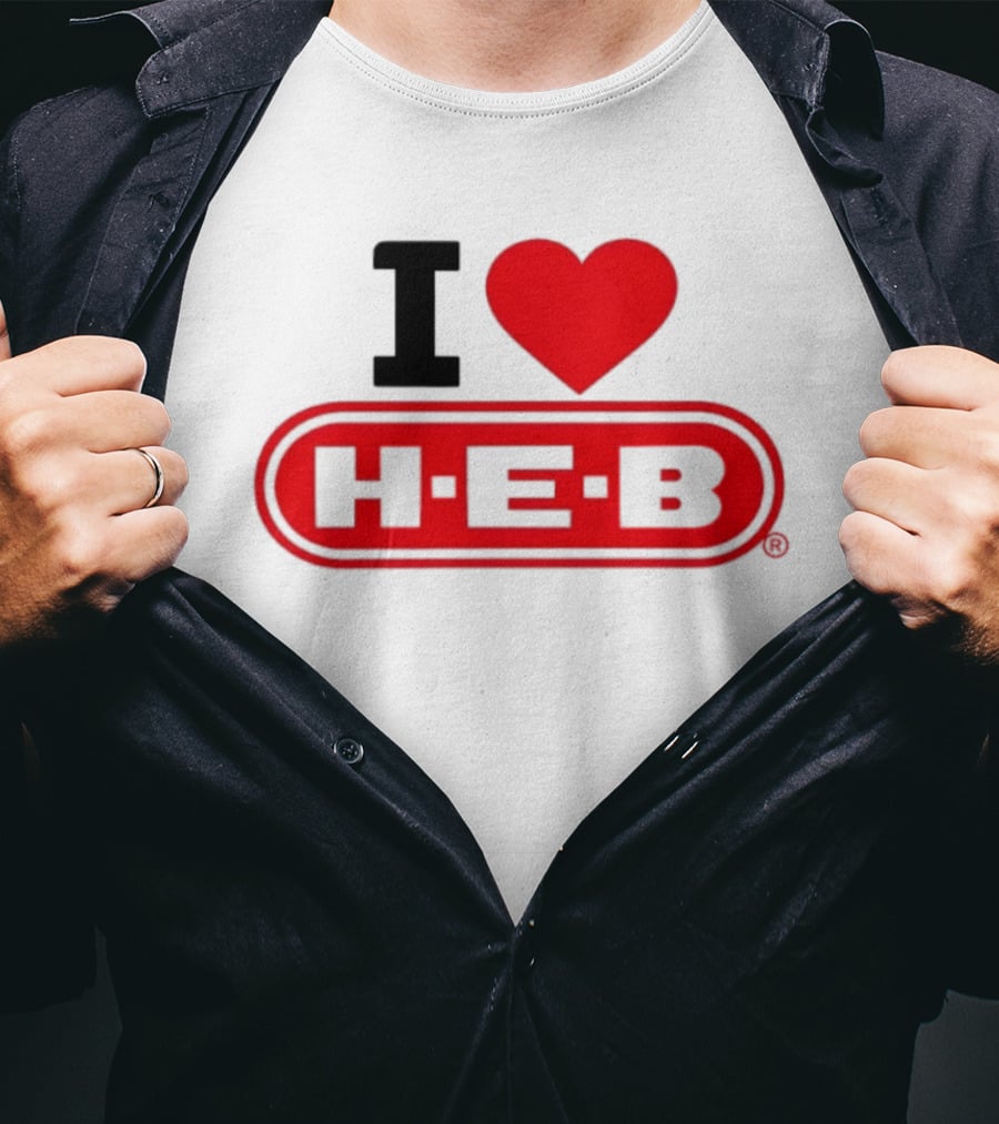I Love H E B Texas Grocery Store Red Heart T-Shirt