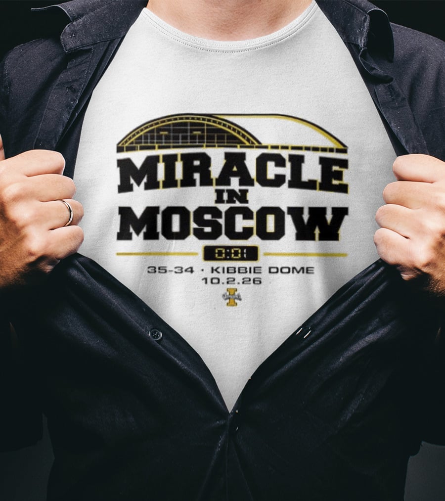 Idaho Vandals Miracle In Moscow 35 34 Kibbie Dome October 2 2026 T-Shirt