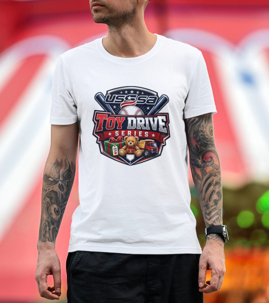 USSSA Toy Drive Series Teddy Bear Truck Give Joy Baseball Tournament T-Shirt