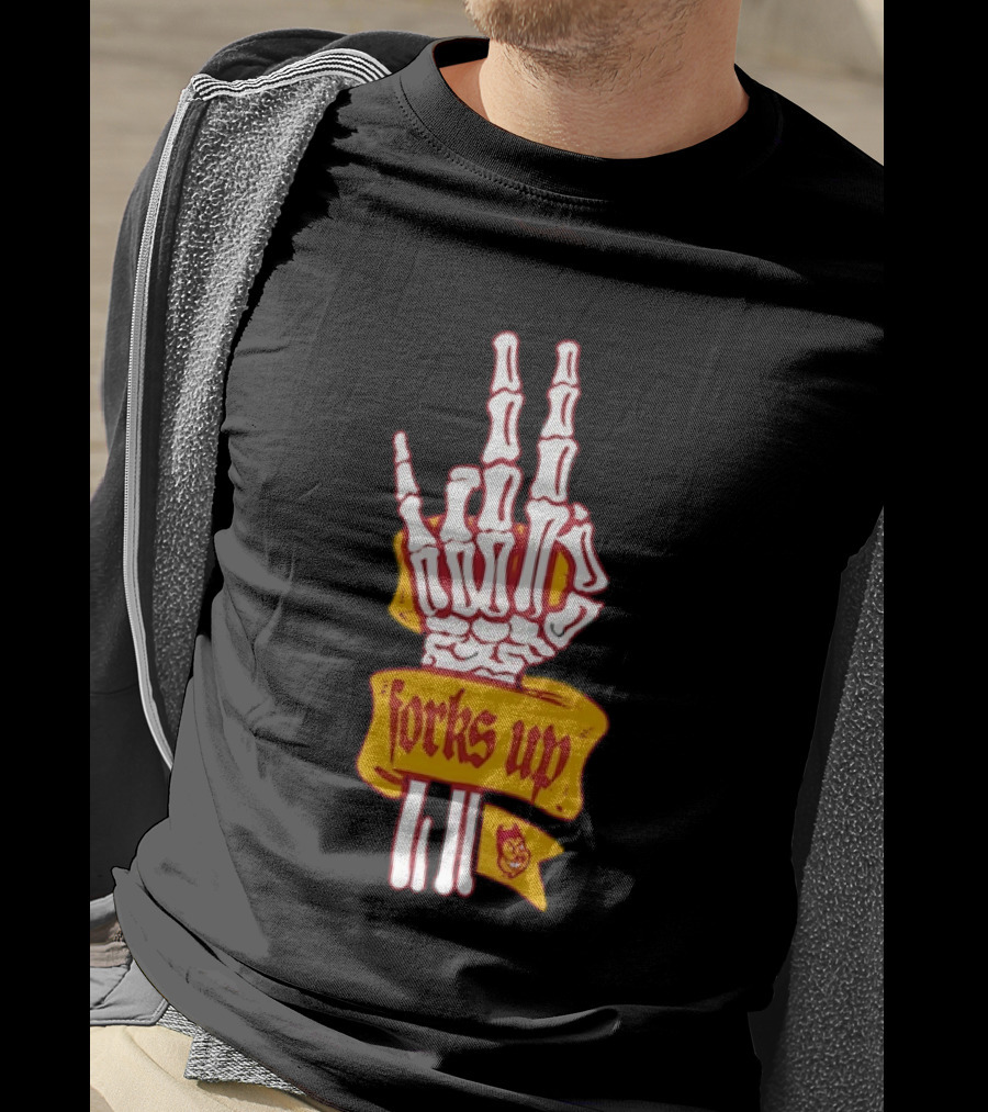 Arizona State Sun Devils Forks Up Skeleton Hand Fan Gear T-Shirt