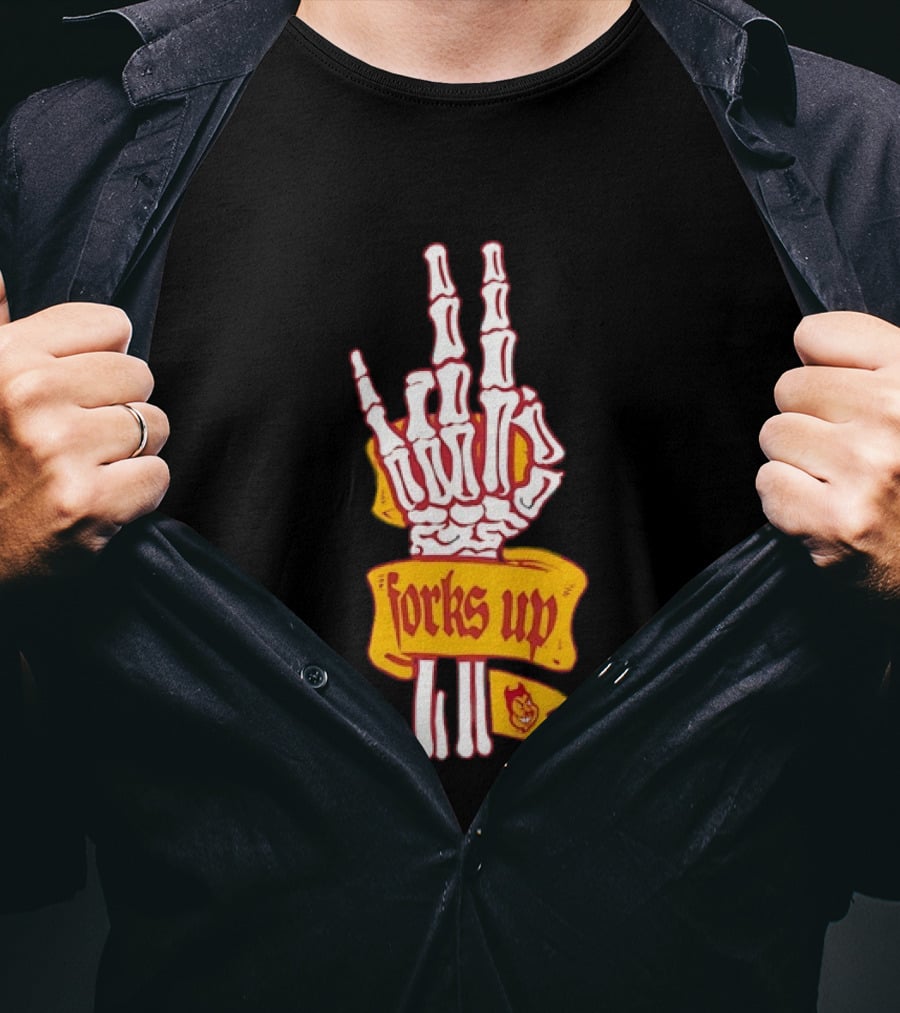 Arizona State Sun Devils Forks Up Skeleton Hand Fan Gear T-Shirt