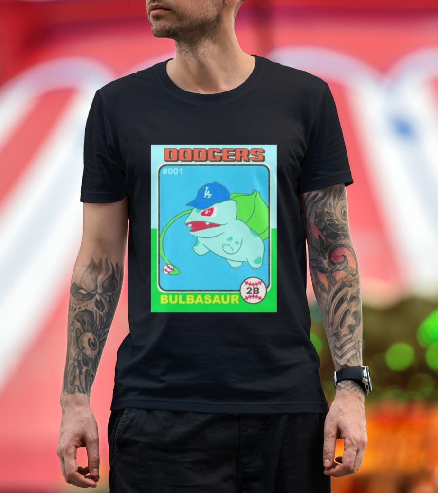 Bulbasaur Dodgers LA Cap Baseball Card No 001 T-Shirt