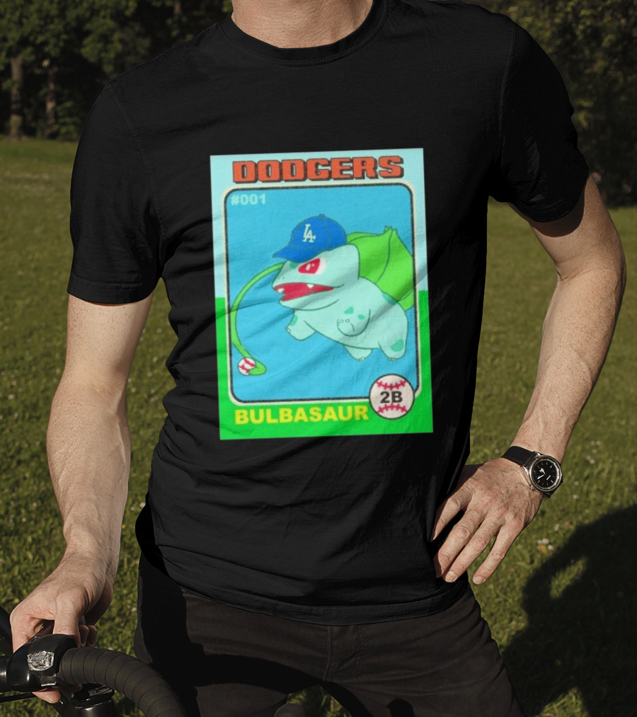 Bulbasaur Dodgers LA Cap Baseball Card No 001 T-Shirt