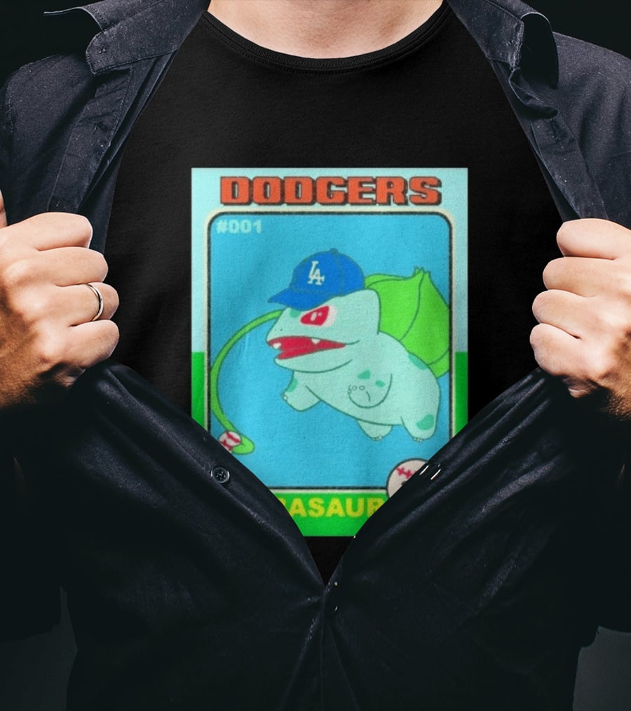 Bulbasaur Dodgers LA Cap Baseball Card No 001 T-Shirt