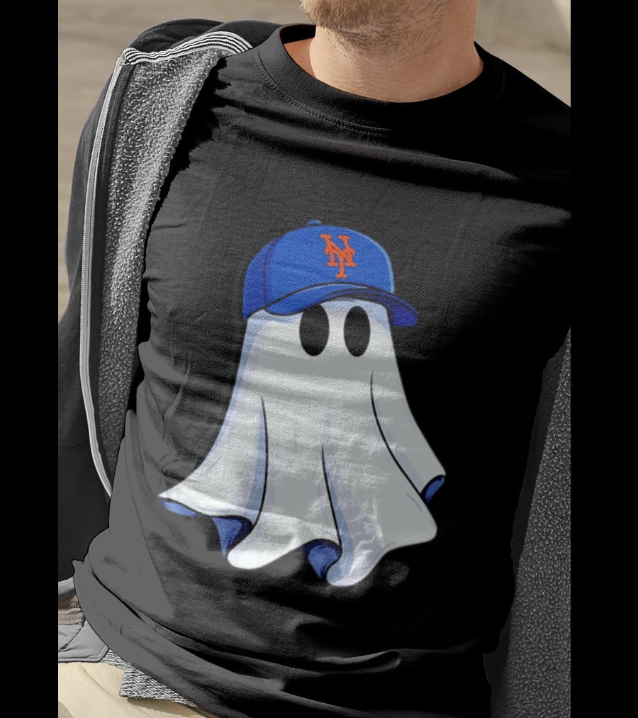 New York Mets MLB Ghost Baseball Halloween T-Shirt