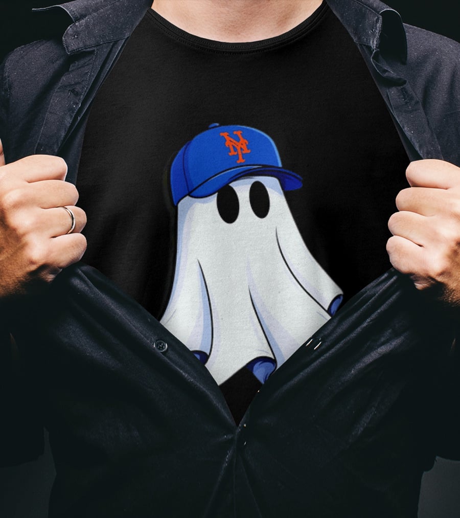 New York Mets MLB Ghost Baseball Halloween T-Shirt