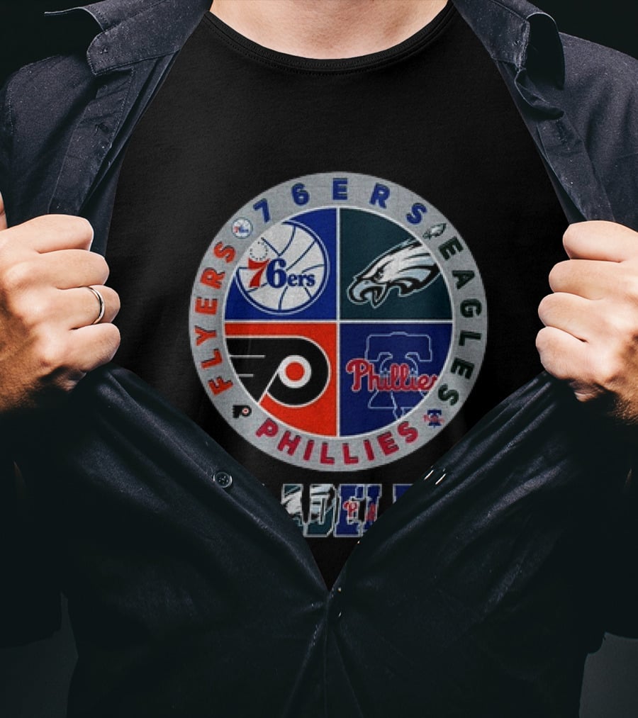 Philadelphia 76ers Eagles Phillies Flyers Team Circle T-Shirt