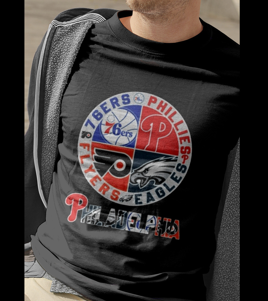 Philadelphia 76ers Phillies Flyers Eagles Sports Team Circle T-Shirt