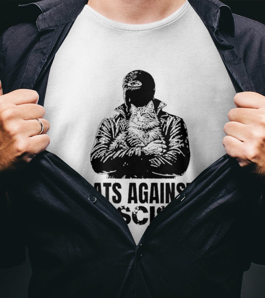 Cats Against Fascism Anarchist Cat Resistance Anti Fascist Movement T-Shirt