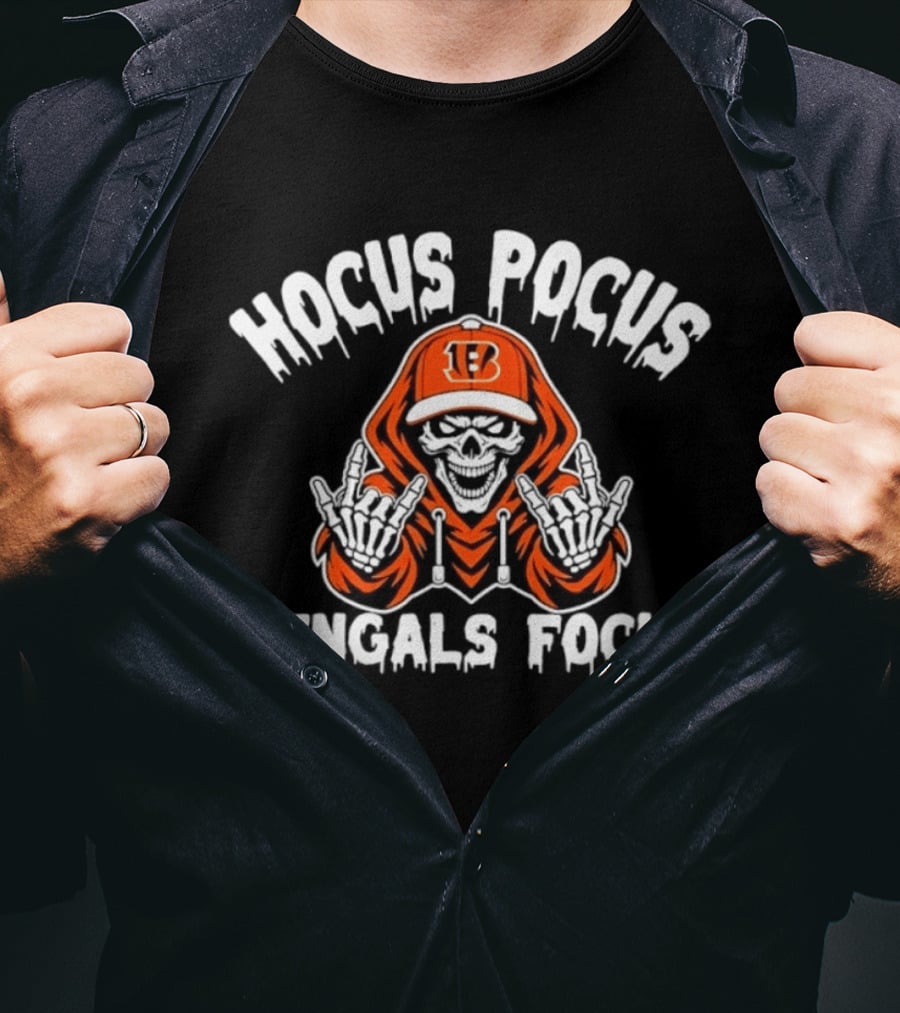 Hocus Pocus Cincinnati Bengals Focus Football Skeleton T-Shirt