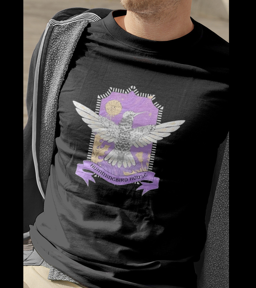 Hummingbird House Nature Botanical Dandelion Crest Purple T-Shirt
