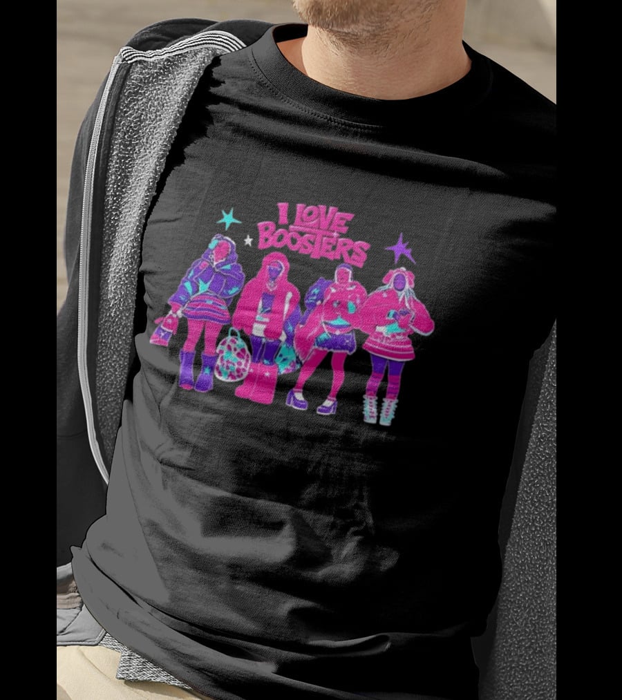 I Love Boosters Y2K Aesthetic Fashion Streetwear Style Colorful Retro Outfits T-Shirt