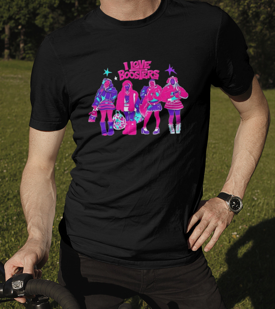 I Love Boosters Y2K Aesthetic Fashion Streetwear Style Colorful Retro Outfits T-Shirt