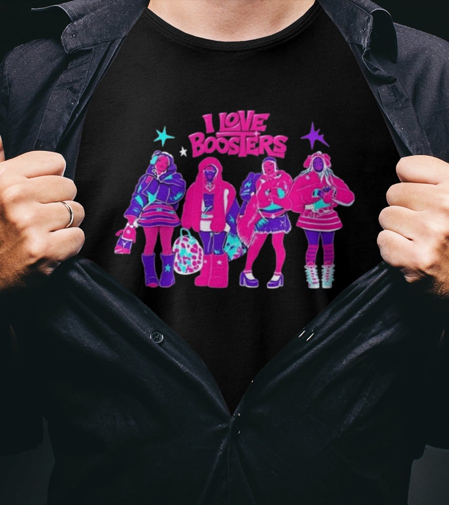 I Love Boosters Y2K Aesthetic Fashion Streetwear Style Colorful Retro Outfits T-Shirt