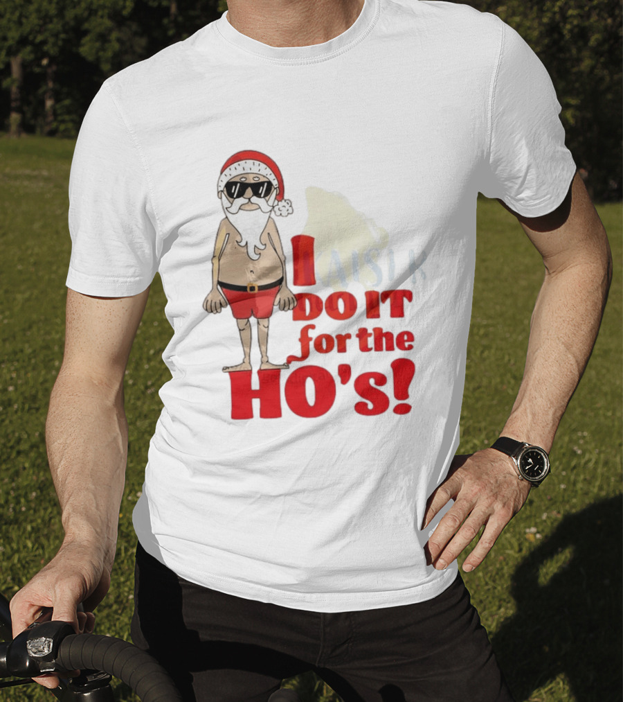 Santa Claus I Do It For The Ho's Funny Christmas Topless Sunglasses T-Shirt