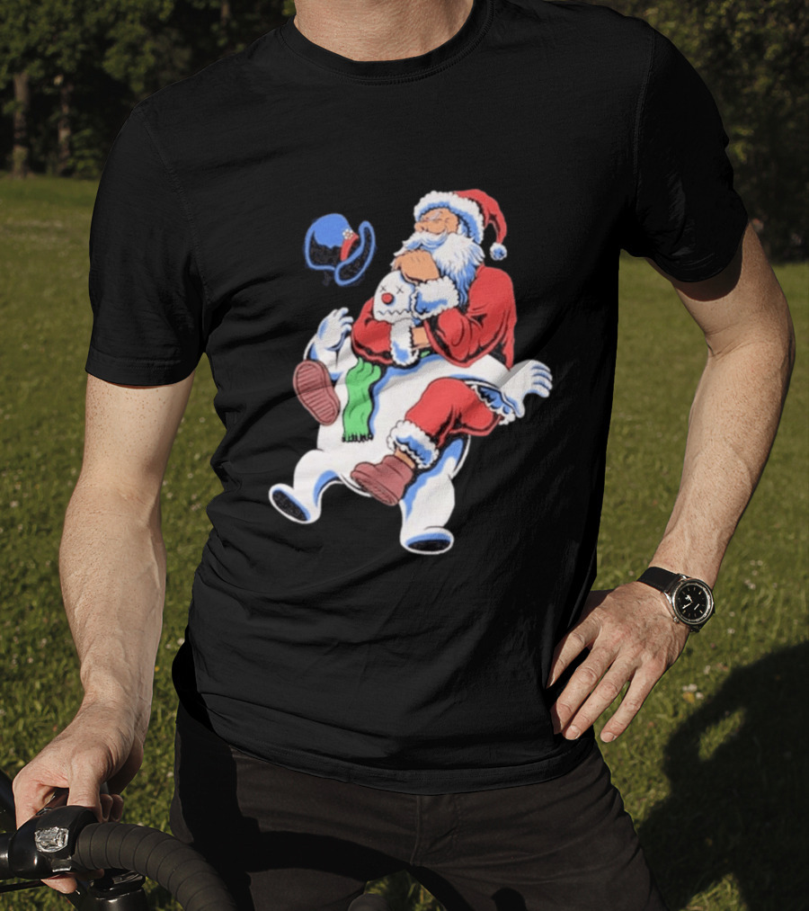 Jiu Jitsu Santa Rear Naked Choke Snowman Christmas T-Shirt