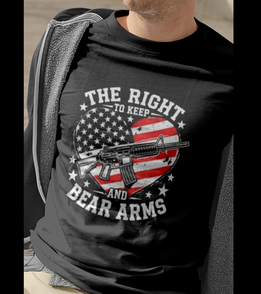 The Right To Keep And Bear Arms Heart Flag Rifle Stars T-Shirt