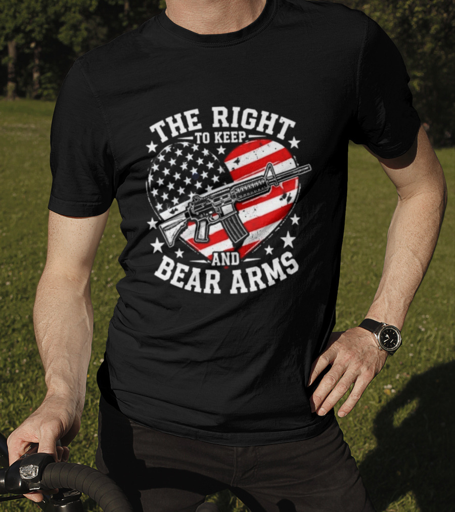 The Right To Keep And Bear Arms Heart Flag Rifle Stars T-Shirt