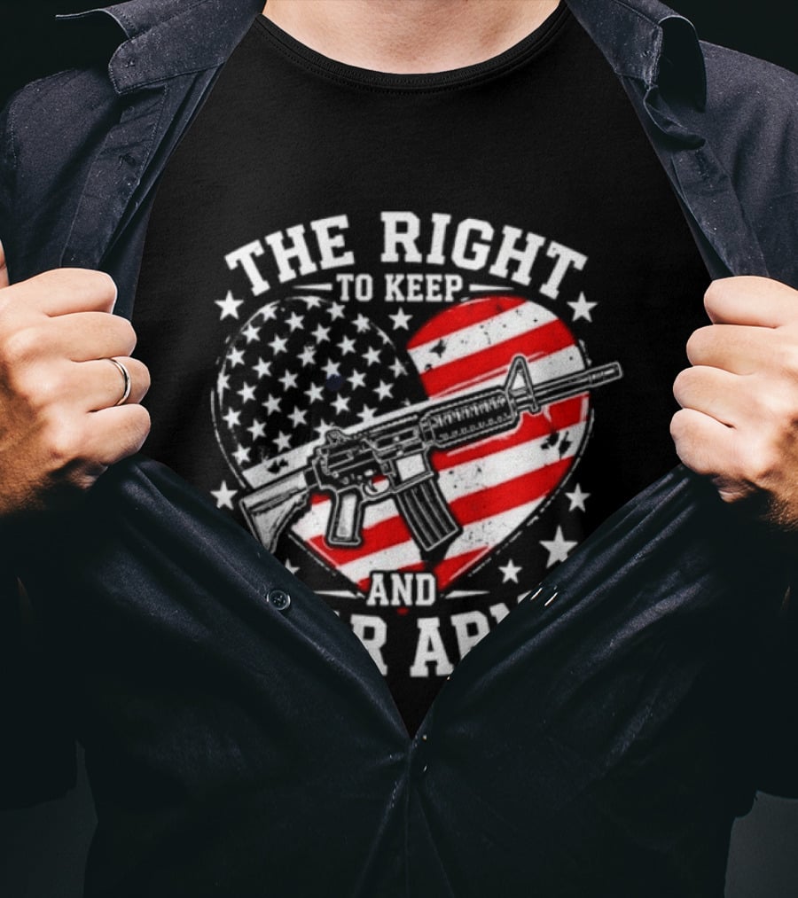 The Right To Keep And Bear Arms Heart Flag Rifle Stars T-Shirt