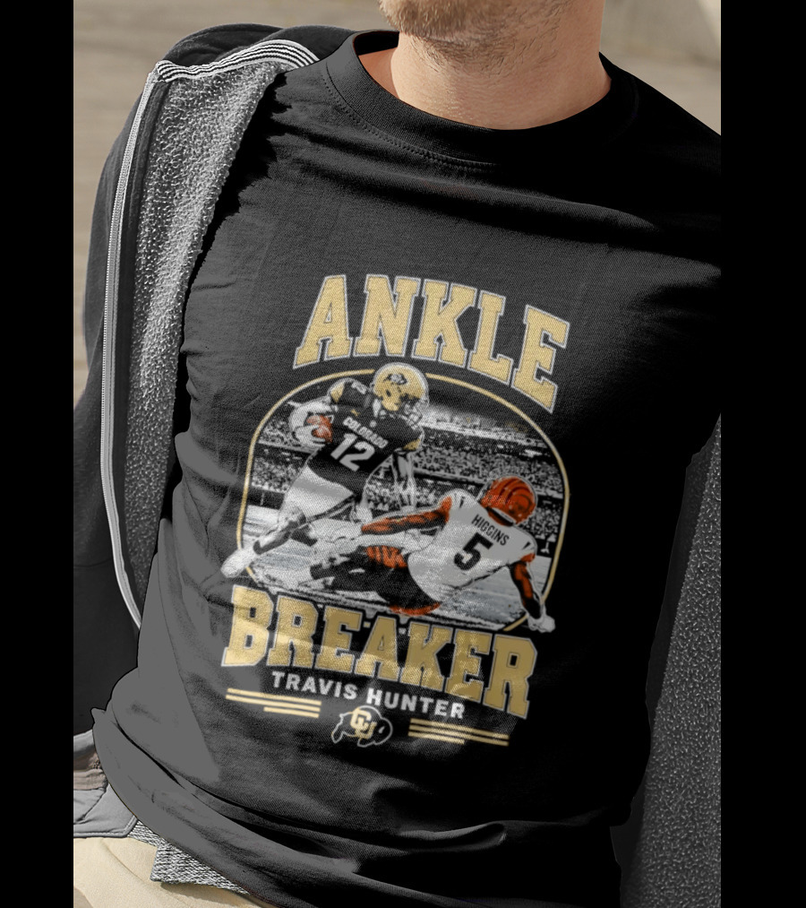 Ankle Breaker Travis Hunter Number 12 Colorado Higgins Number 5 Bengals Football T-Shirt