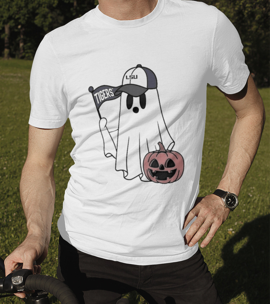 Lsu Tigers NCAA Football Halloween Ghost Pumpkin Fan Gear T-Shirt