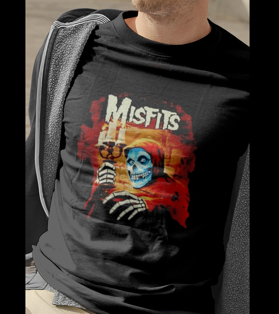 Misfits Crimson Ghost Candle Holder Punk Rock Skeleton T-Shirt
