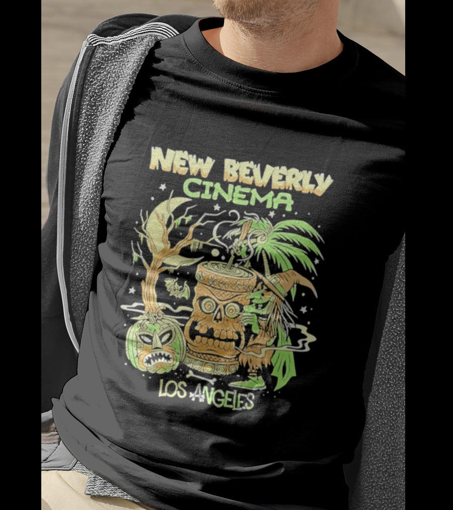 New Beverly Cinema Los Angeles Tiki Witch Halloween Spooky Tropical Retro Vibes T-Shirt