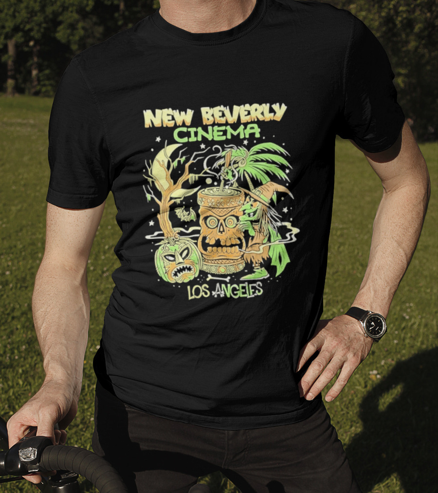 New Beverly Cinema Los Angeles Tiki Witch Halloween Spooky Tropical Retro Vibes T-Shirt
