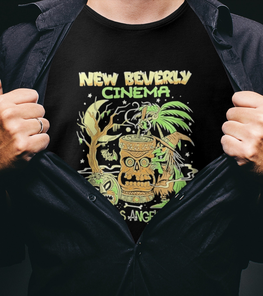 New Beverly Cinema Los Angeles Tiki Witch Halloween Spooky Tropical Retro Vibes T-Shirt
