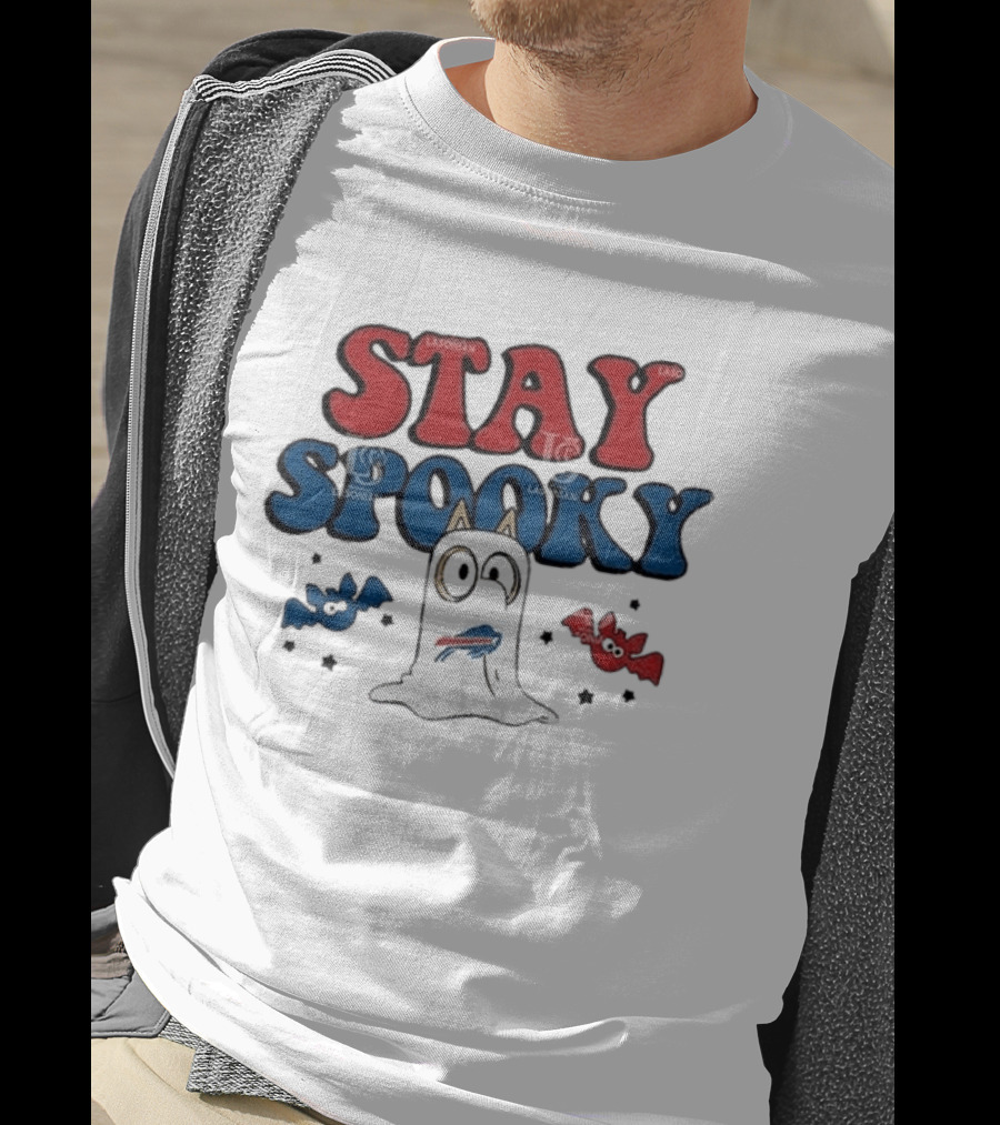 Buffalo Bills Bluey Halloween Stay Spooky Ghost Cartoon T-Shirt