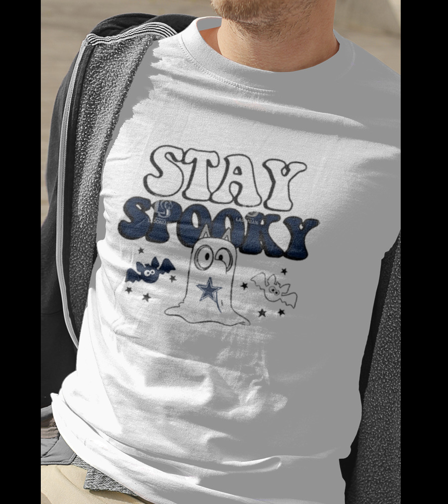 Dallas Cowboys Bluey Halloween Stay Spooky Ghost Bats Stars T-Shirt