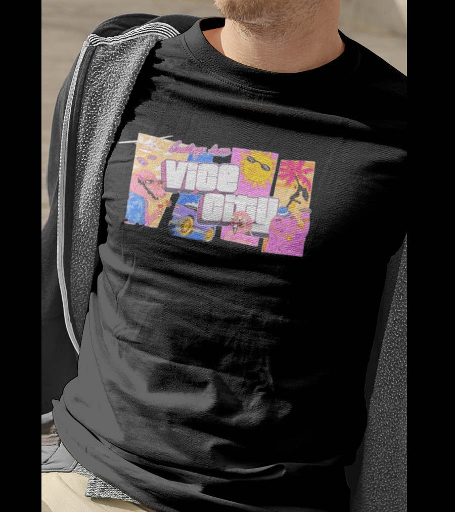 Greetings From Vice City Collage Florida Retro Fun Tropical Vibes T-Shirt