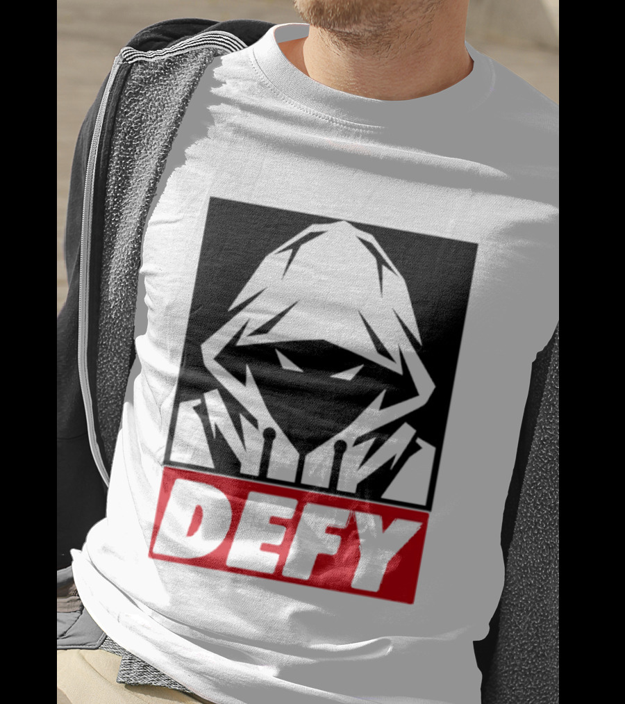 Defy Hooded Figure Streetwear Urban Fashion T-Shirt