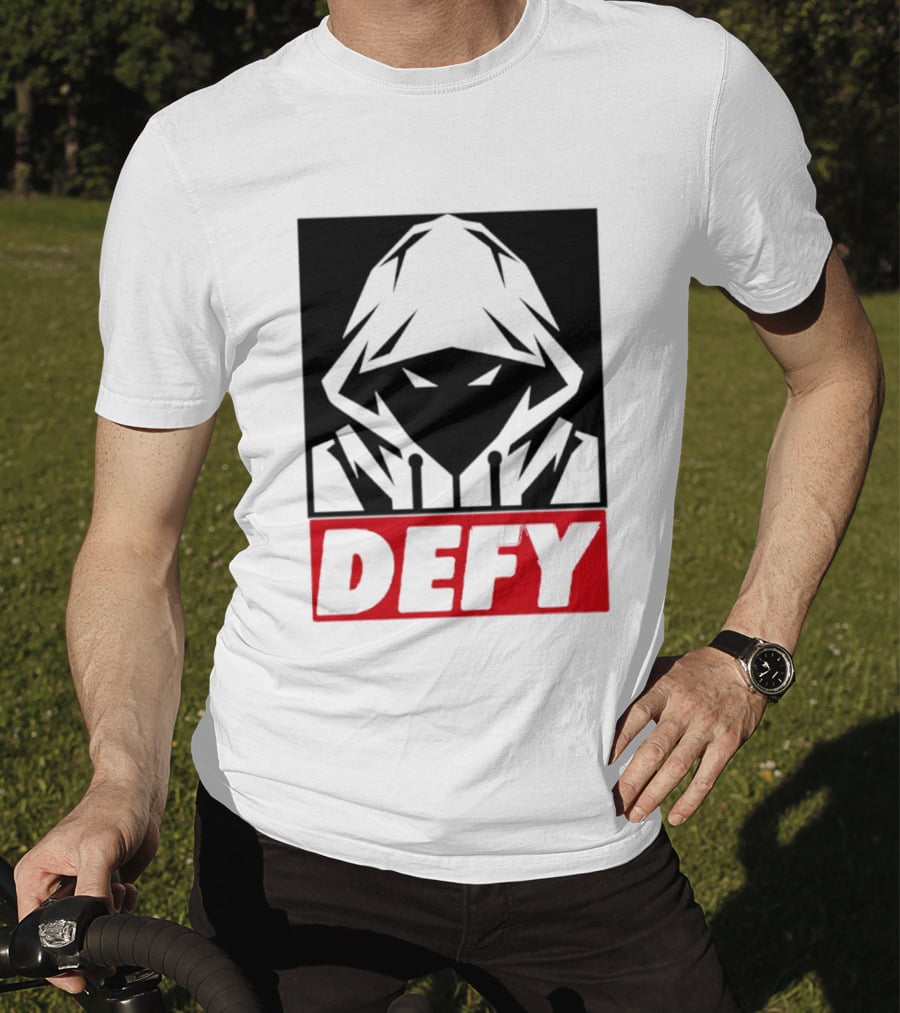 Defy Hooded Figure Streetwear Urban Fashion T-Shirt